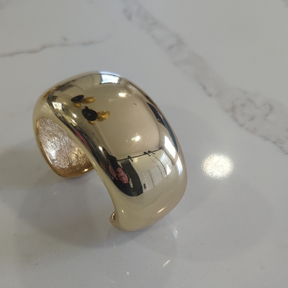 Ann Taylor Gold Wide Cuff Bracelet - Classic Open Bangle NWOT - Picture 3 of 6